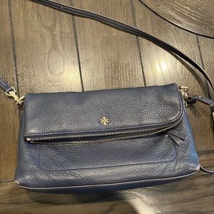 Tory Burch navy Emerson foldover crossbody